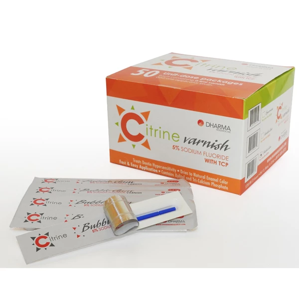 Citrine 5% Sodium Fluoride Varnish with TCP - Bubble Gum. 200 x 0.4ml unit