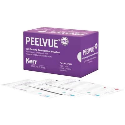 PeelVue PRO Self-Sealing Sterilization Pouch, 200/Box. 2.25" x 4.02", Triple