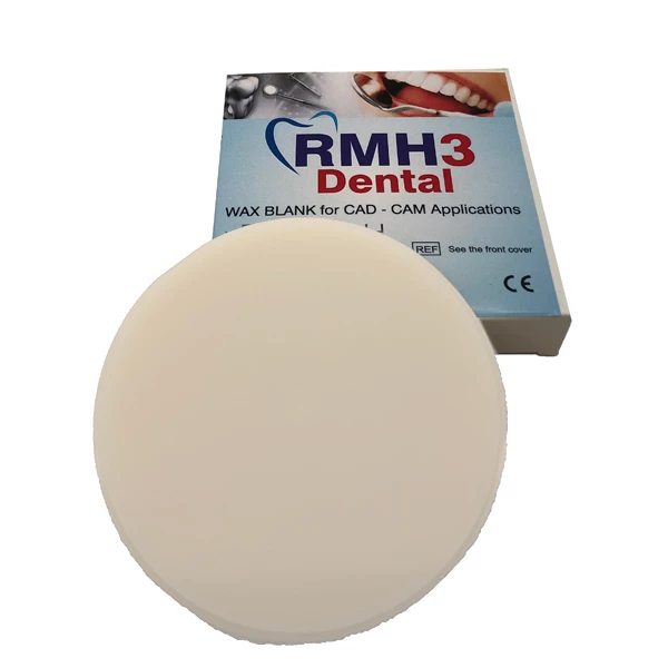 RMH3 Dental CAD/CAM Wax Blank, White. Thickness 18mm x Dia 100.60mm. Z/Z