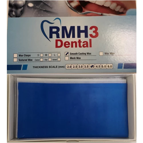 RMH3 Листы стоматологического литьевого воска гладкие синие 0,4 мм, 14,5x7,5 см, 10 шт./упаковка