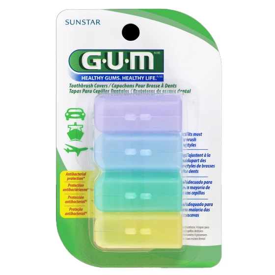 GUM Schutz für Zahnbürsten, 4 Stück. Schützt jede Handzahnbürste und hilft.