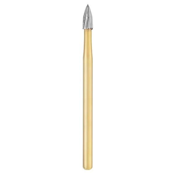 SS White FG #7106 SL 12 blade flame finishing bur 5/Pk. Surgical Length
