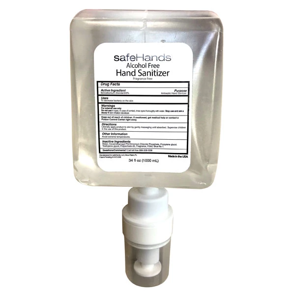 safeHands Hand Sanitizer - Alcohol FREE - Clean Linen scent, 1,000 ml Bottle