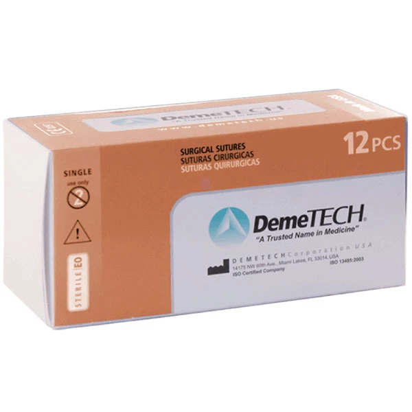 DemeCAPRONE 3/0, 30" (75 cm) Sutura absorbible de poliglecaprona 25, morada.