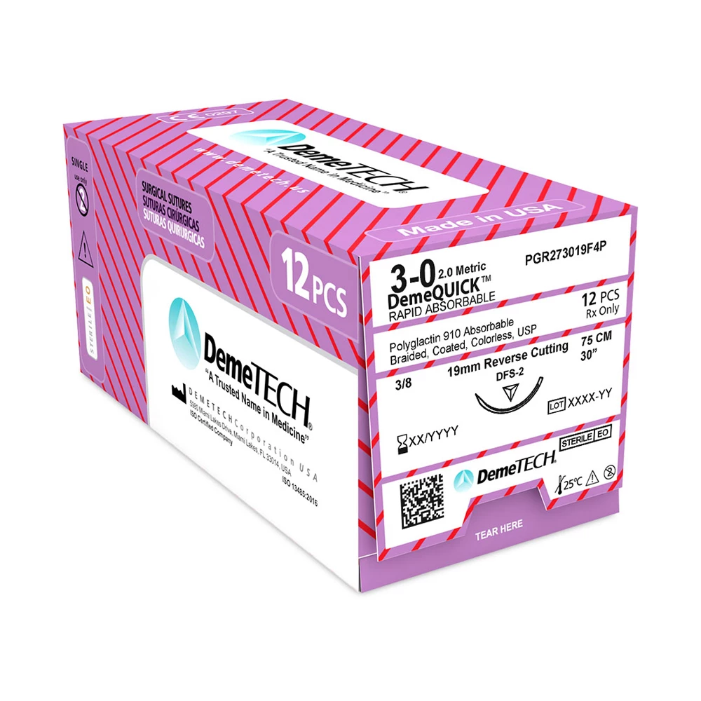 DemeQUICK 3/0, 30" (75 cm) Rapid Absorbable, Colorless Suture, 12/Box